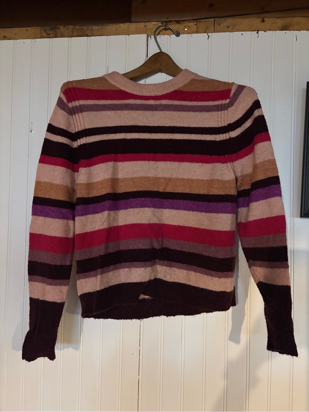 a new day Striped Crewneck Sweater in Pink, Burgundy & Purple Accents